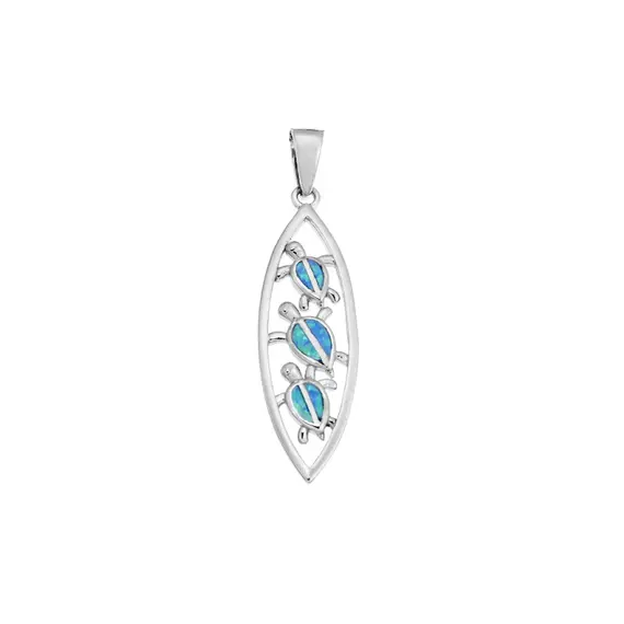 Μοτίφ Senza από ασήμι 925, τριπλή χελωνίτσα με Opal