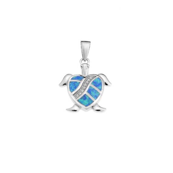 Μοτίφ Senza από ασήμι 925,χελωνίτσα-καρδιά με Opal και ζιργκόν