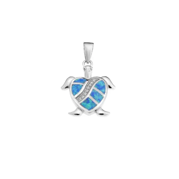 Μοτίφ Senza από ασήμι 925,χελωνίτσα-καρδιά με Opal και ζιργκόν