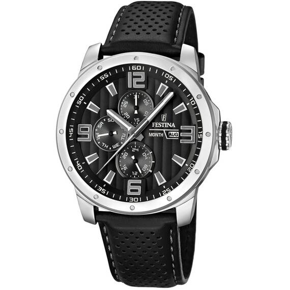 Festina Multifunction Black Leather Strap F16585/4