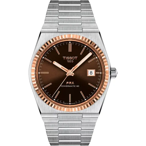 TISSOT PRX 40mm Powermatic 80 18K Rose Gold Bezel T9314074129100