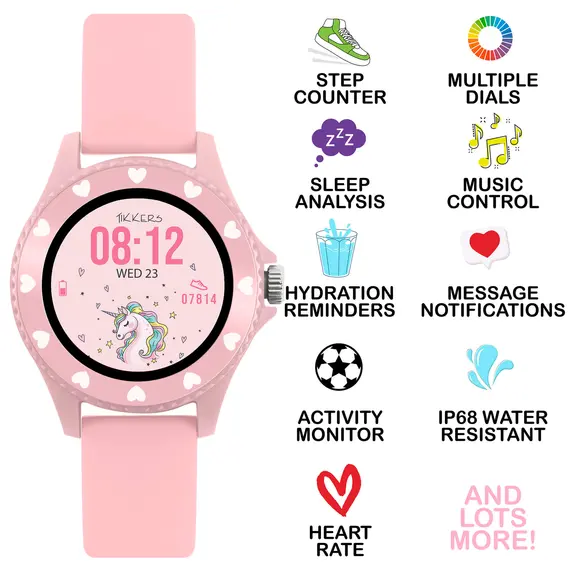 TIKKERS Series 34 Girls Smartwatch Pink Silicone Strap TKS34-0022, image 4