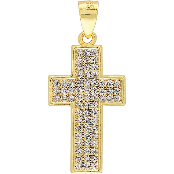 PRINCESILVERO Gold-Plated Cross Pendant With Zircon in 925 Silver 4TO-MD018-3