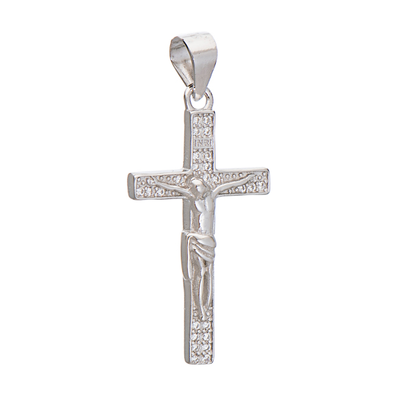 PRINCESILVERO Crucifix Cross Pendant With Zircon in 925 Silver 4TP-MD016-1