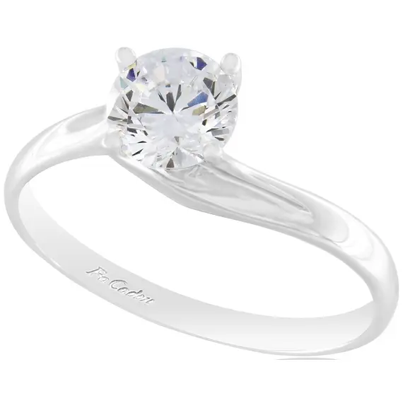 FACADORO 14K White Gold Solitaire Ring With White Zircon ΔΚΤ-000407