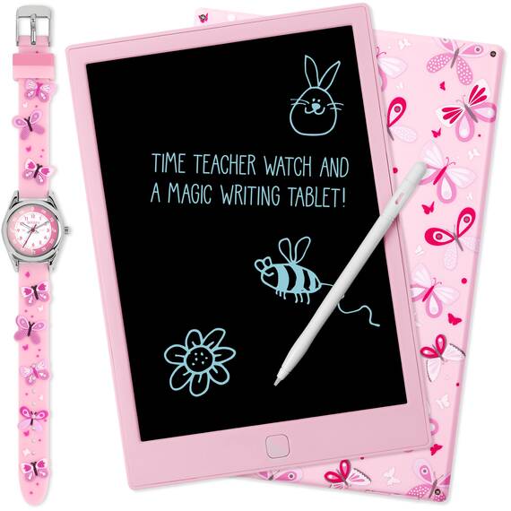 TIKKERS Girls' Time Teaching Watch & Magic Writing Tablet Set ATK1111-PAD