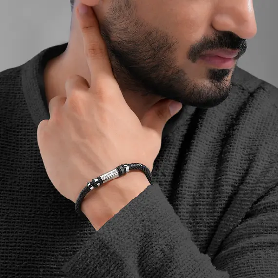 CERRUTI Leather Stainless Steel Bracelet CIAGB0011901, image 4
