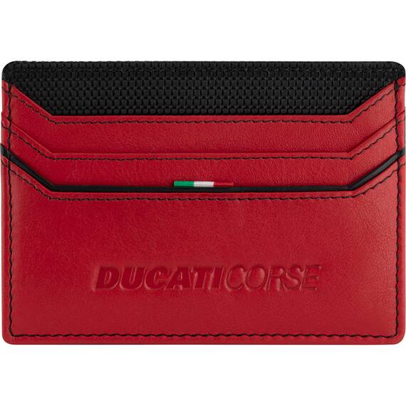 DUCATI Corse Elegante Καρτοθήκη Μαύρη Κόκκινη Από Δέρμα 105mm x 77mm DTLGD2000301