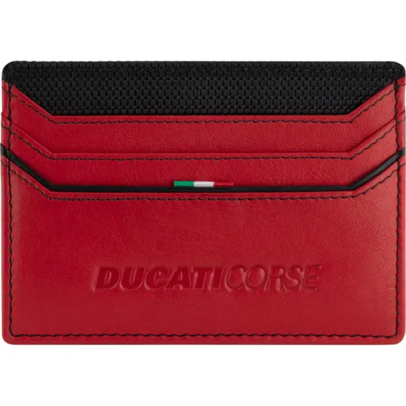 DUCATI Corse Elegante Καρτοθήκη Μαύρη Κόκκινη Από Δέρμα 105mm x 77mm DTLGD2000301