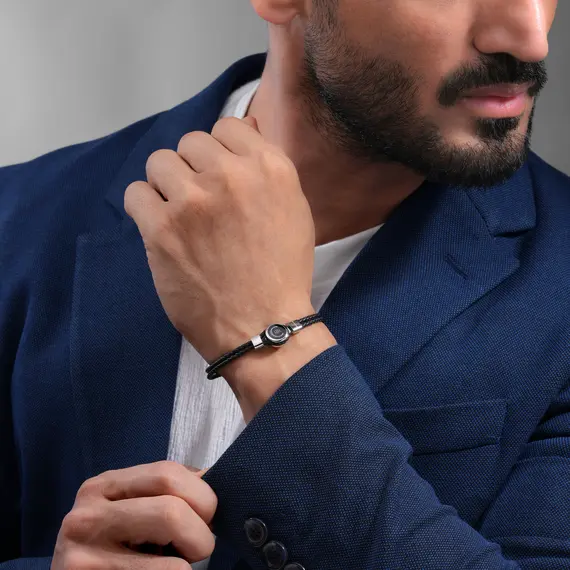 CERRUTI Vincenzo Βραχιόλι Από Δέρμα Και Ανοξείδωτο Ατσάλι 18cm-20cm CIAGB0012301, image 4