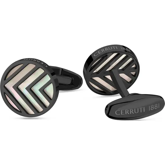 CERRUTI Chevron Μανικετόκουμπα Από Ανοξείδωτο Ατσάλι Με Φίλντισι CIAGC2126802