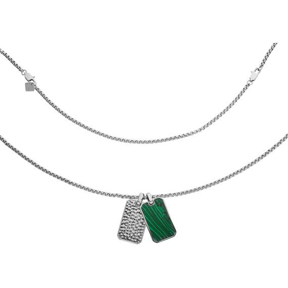 CERRUTI Monogram Κολιέ Από Ανοξείδωτο Ατσάλι Και Μαλαχίτη 65 cm CIAGN2216102