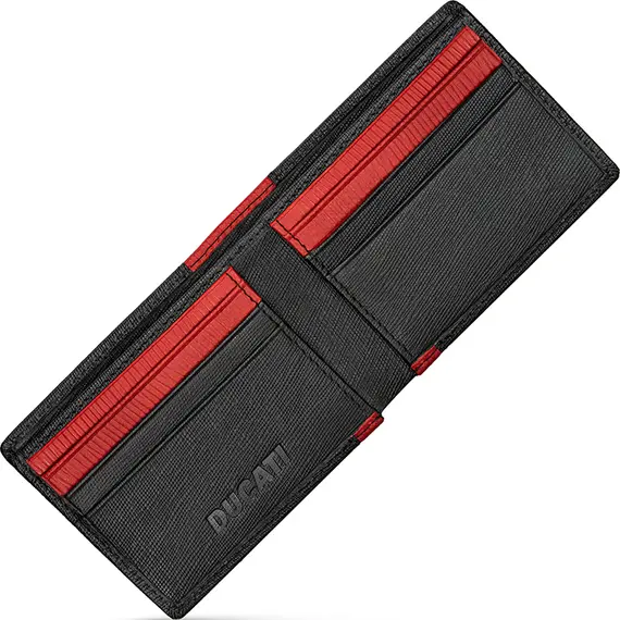 DUCATI Rocco Πορτοφόλι Μαύρο Κόκκινο Από Δέρμα 105mm x 80mm DTLGW2201701, image 3