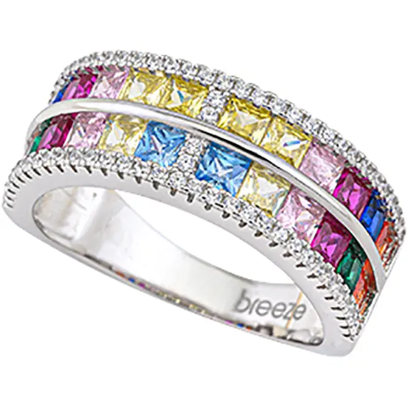 BREEZE Δαχτυλίδι Από Ασήμι 925 Με Χρωματιστά Ζιργκόν 116008.4