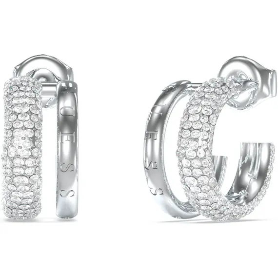 GUESS STEEL Fabulous Ασημένια Σκουλαρίκια Κρίκοι Με Ζιργκόν JUBE05197JWRHT-U