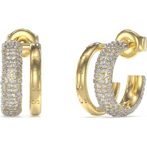 GUESS STEEL Fabulous Χρυσά Σκουλαρίκια Κρίκοι Με Ζιργκόν JUBE05197JWYGT-U