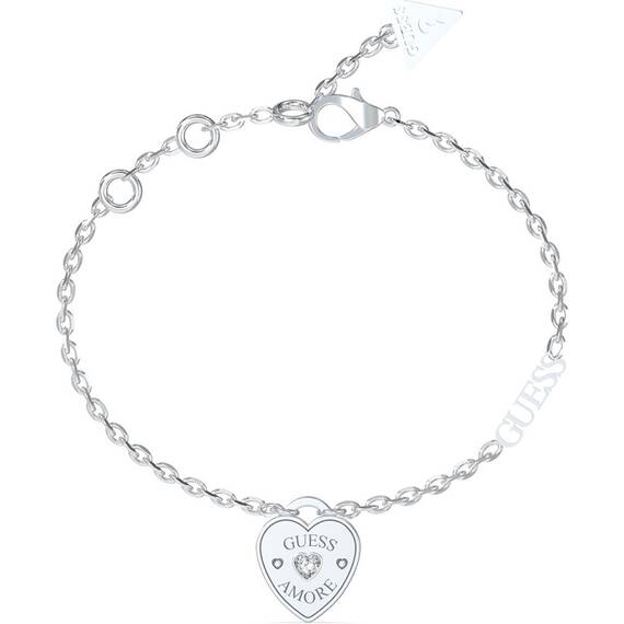 GUESS STEEL Amore Ασημένιο Βραχιόλι Με Καρδιά 21cm JUBB05057JWRHL