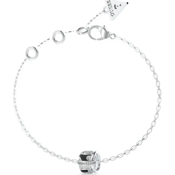 GUESS STEEL Fabulous Me Ασημένιο Βραχιόλι Με Σχέδιο Και Ζιργκόν 21cm JUBB05192JWRHBKL