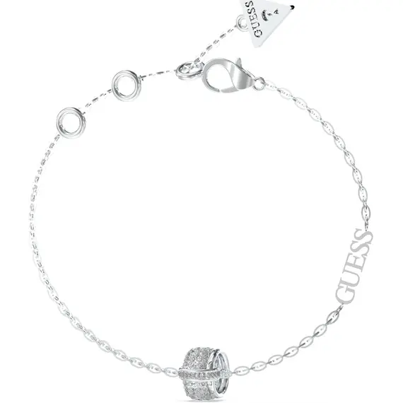 GUESS STEEL Fabulous Me Ασημένιο Βραχιόλι Με Σχέδιο Και Ζιργκόν 21cm JUBB05196JWRHL