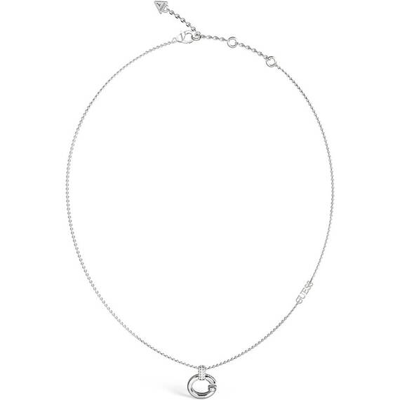 GUESS STEEL Oh My G Ασημένιο Κολιέ Με Κρεμαστό 40.7cm-45.7cm JUBN04518JWRHT-U