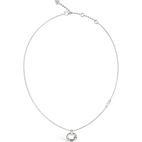 GUESS STEEL Oh My G Ασημένιο Κολιέ Με Κρεμαστό 40.7cm-45.7cm JUBN04518JWRHT-U
