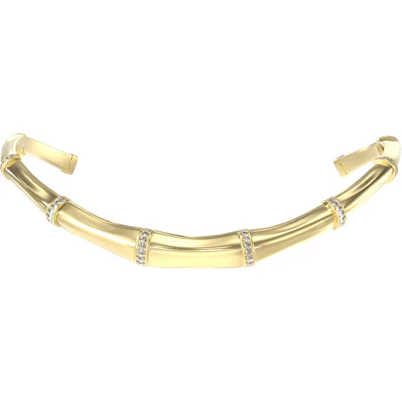 GUESS STEEL Bamboo Χρυσό Κολιέ Με Ζιργκόν JUBN05159JWYGT-U