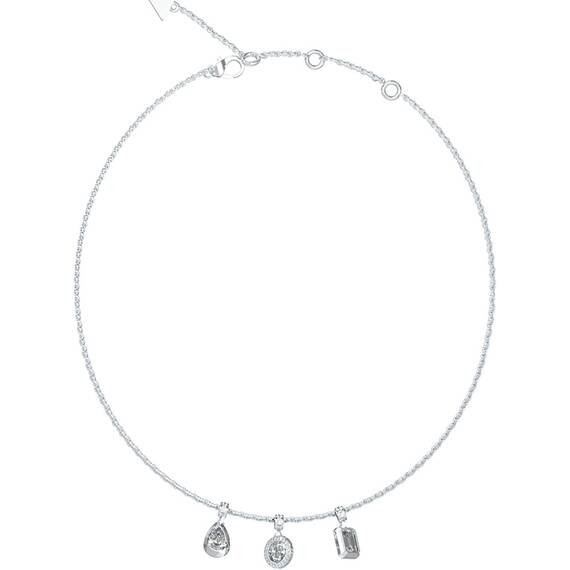 GUESS STEEL 4G Light Ασημένιο Κολιέ Με 3 Κρεμαστά Charms 40.7cm-45.7cm JUBN05240JWRHT-U