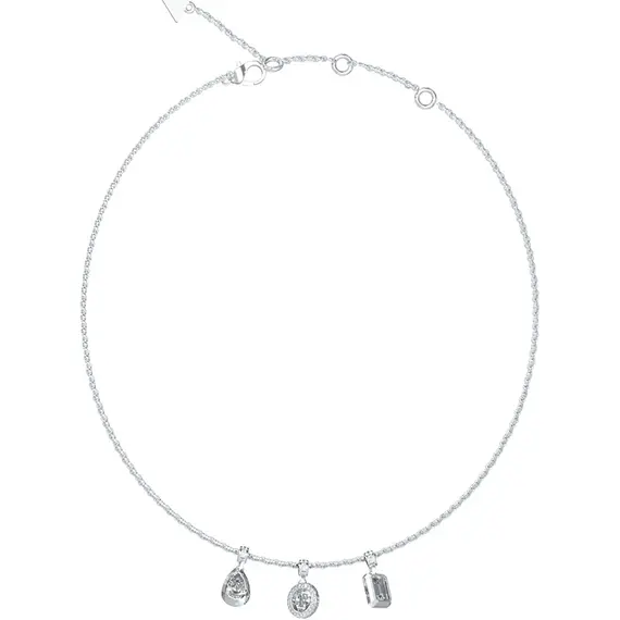 GUESS STEEL 4G Light Ασημένιο Κολιέ Με 3 Κρεμαστά Charms 40.7cm-45.7cm JUBN05240JWRHT-U