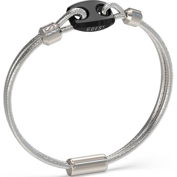 GUESS STEEL Poseidon Ασημένιο Βραχιόλι Με Μαύρο Σχέδιο 21cm JUMB04411JWSTGMT-U