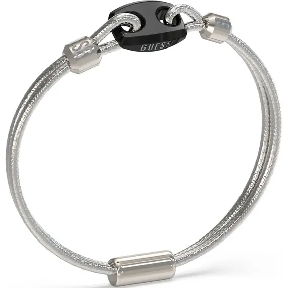 GUESS STEEL Poseidon Ασημένιο Βραχιόλι Με Μαύρο Σχέδιο 21cm JUMB04411JWSTGMT-U