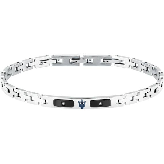 MASERATI Diamonds Βραχιόλι Από Ανοξείδωτο Ατσάλι Με Τρίαινα 18cm-21.5cm JM125ATY24