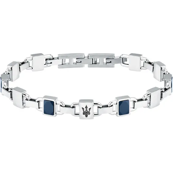 MASERATI Ceramic Βραχιόλι Από Ανοξείδωτο Ατσάλι Και Κεραμικό Μπλε 19cm-22cm JM424ATZ42