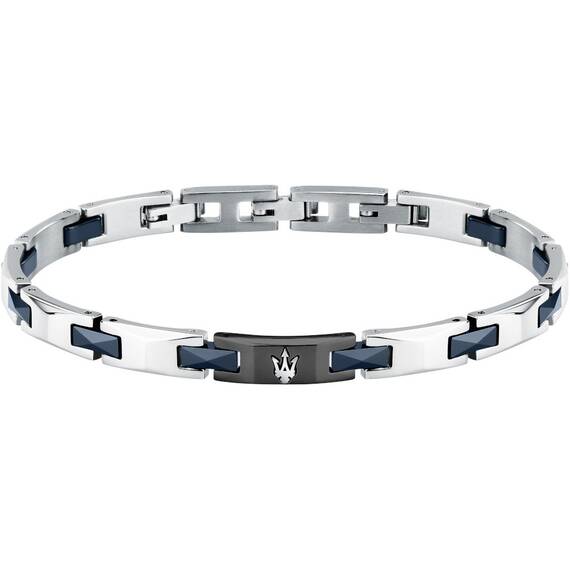 MASERATI Ceramic Βραχιόλι Από Ανοξείδωτο Ατσάλι Και Κεραμικό Μπλε 18cm-21.5cm JM424ATZ52