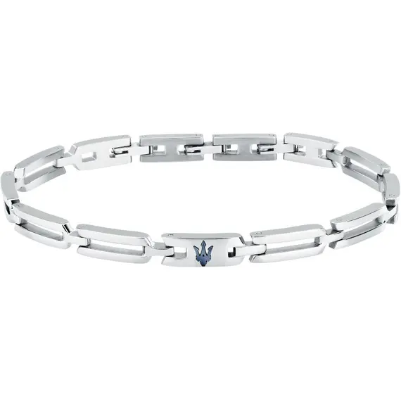 MASERATI Iconic Stainless Steel Bracelet with Blue Trident 18cm–21.5cm JM424AVD73