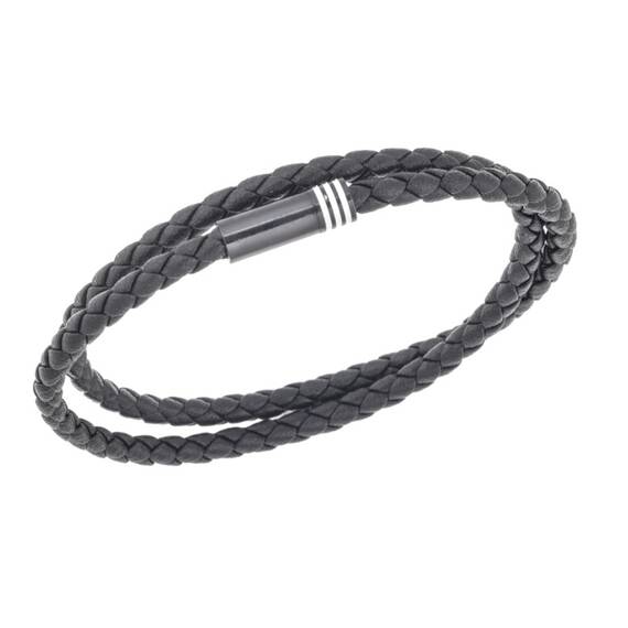 Βραχιόλι Senza Men&#039;s Steel, Brown Leather Strap, με μαύρο κούμπωμα