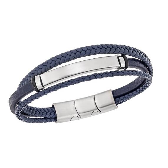Βραχιόλι Senza Men&#039;s Steel Blue Leather Strap
