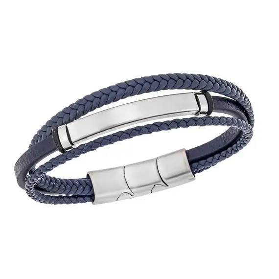 Βραχιόλι Senza Men&#039;s Steel Blue Leather Strap