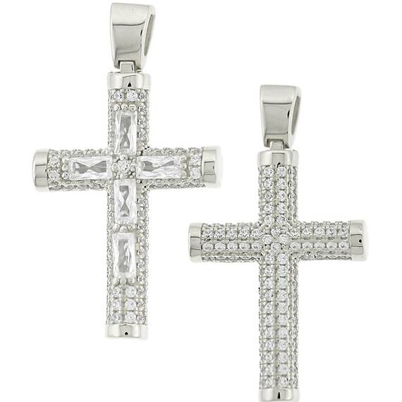 KALOUSTIAN Σταυρός Σε Λευκό Χρυσό 14K Με Ζιργκόν 5KR.01.D69BCR