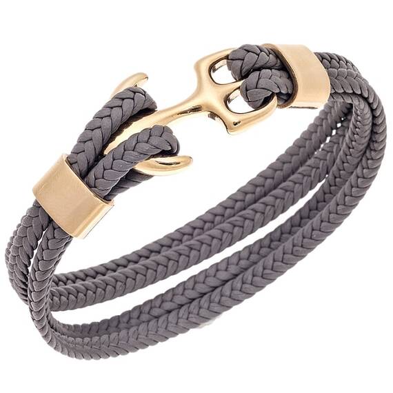 Βραχιόλι Senza Men&#039;s Steel Grey Leather Strap