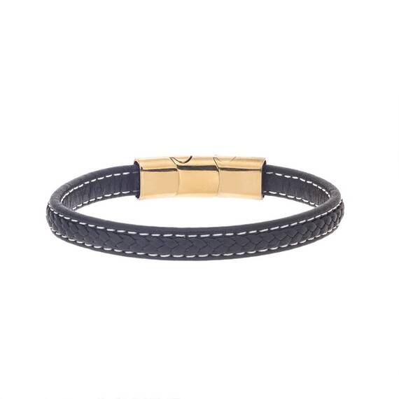 Βραχιόλι Senza Men&#039;s Steel Leather Strap