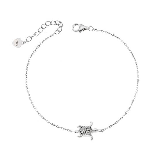 Βραχιόλι Senza Silver 925, Χελώνα με ζιργκόν