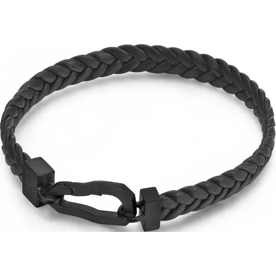 CATERPILLAR Weave Βραχιόλι Από Δέρμα Και Ανοξείδωτο Ατσάλι 21.5cm J017B30111