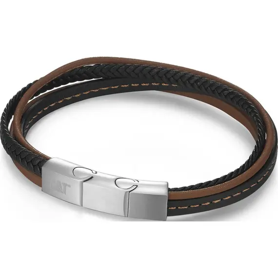 CATERPILLAR Leather Βραχιόλι Από Δέρμα Και Ανοξείδωτο Ατσάλι 21.5cm J032B30142