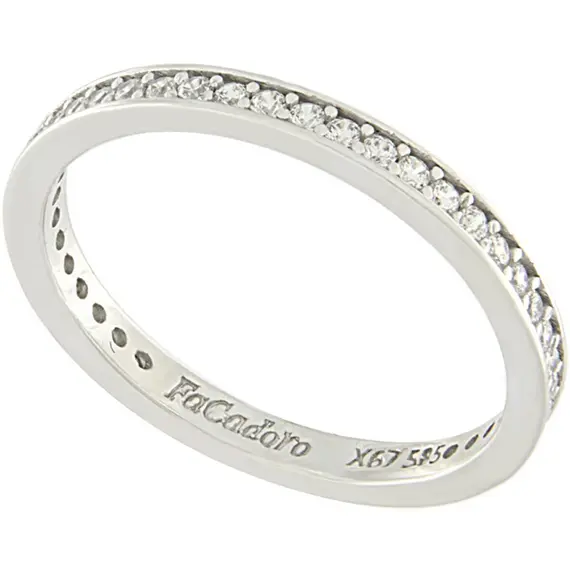 FACADORO 14K White Gold Ring With White Zircon RI-000778W