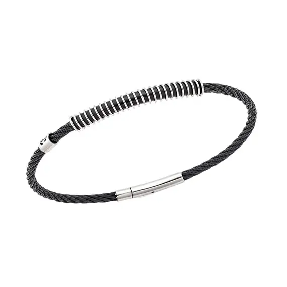 Βραχιόλι Senza Men&#039;s Steel, με δίχρωμο σχέδιο συρματόσχοινο