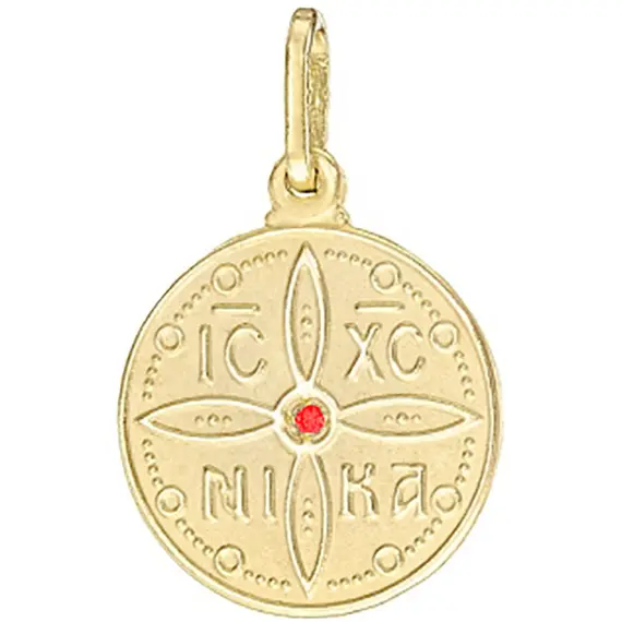 TRIANTOS Constantine Coin Pendant in 14K Yellow Gold with Red Zircon 1.3.1102YR