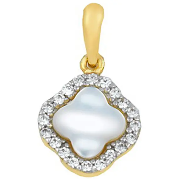 ALORO Μοτίφ Σχέδιο Van Cleef Σε Κίτρινο Χρυσό 14K Με Φίλντισι και Ζιργκόν ΝΧ0919
