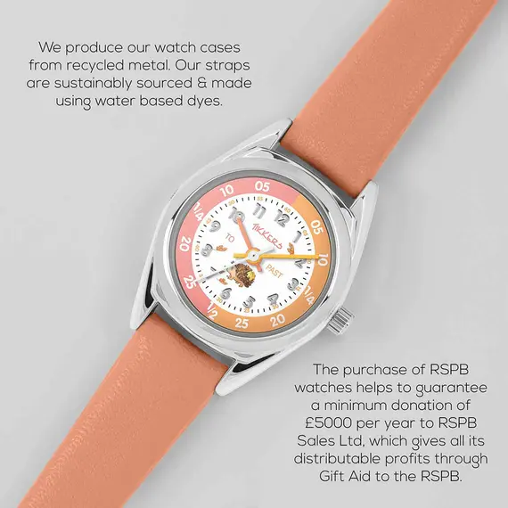TIKKERS X RSPB Hedgehog Coral Strap TKRSPB07, image 4