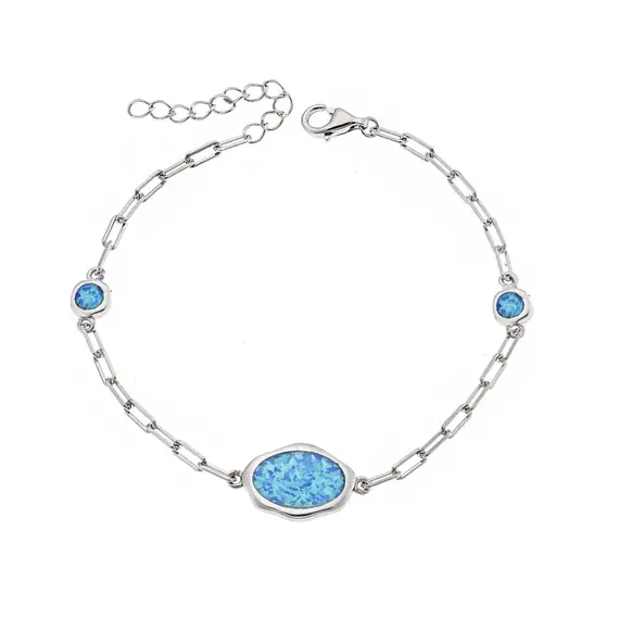 Βραχιόλι Senza από ασήμι 925, με τριπλό σχέδιο Opal