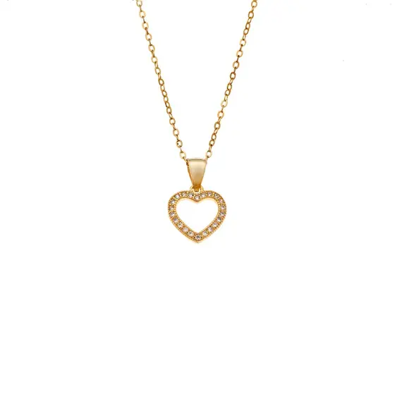Κολιέ SENZA Gold Plated Ασήμι 925 Καρδιά με Ζιργκόν